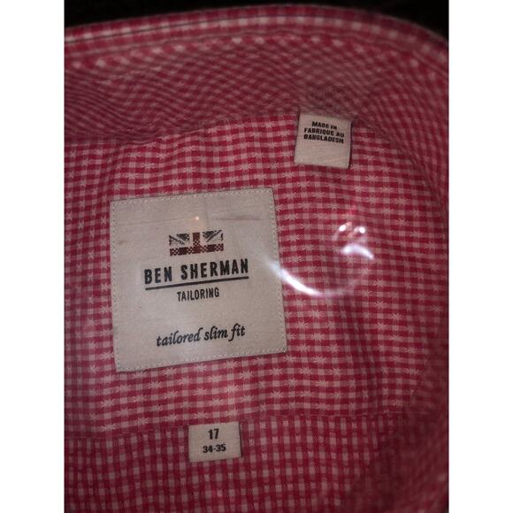 Ben Sherman Tailoring Office Stretch Collar 17 14 - 15 Coral Button Up Shirt - Picture 2 of 10
